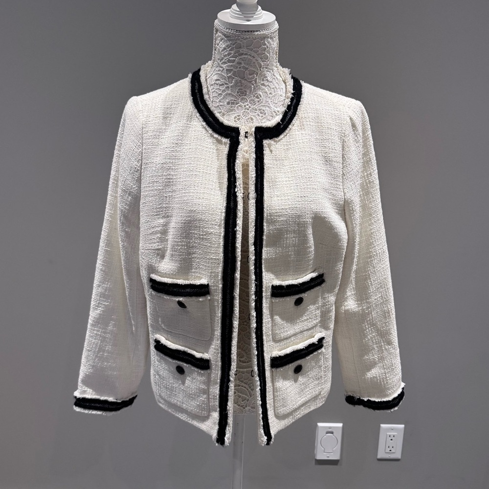 Tweed White and Black Lady Jacket from Talbot’s Sz 14 Petite